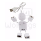 Hub Usb 2.0 Hombrecito 4 Puertos Para Pc Conecte Mouse Tecla