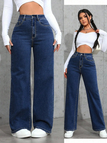 Jeans Mujer Nuevos Cintura Alta Rectos Sueltos Casuales | MercadoLibre