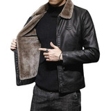 Chaqueta De Cuero For Hombre Abrigo Grueso De Forro Polar