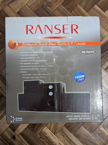 Home Theater Ranser 5.1 1200w Sin Uso