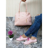 Combo Casual De Oxford Con Bolso Amplio Dama Color Rosado