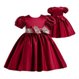 Vestido Con Lazo Vestido Princesa Niñas Talla 2-12 Años Ch1