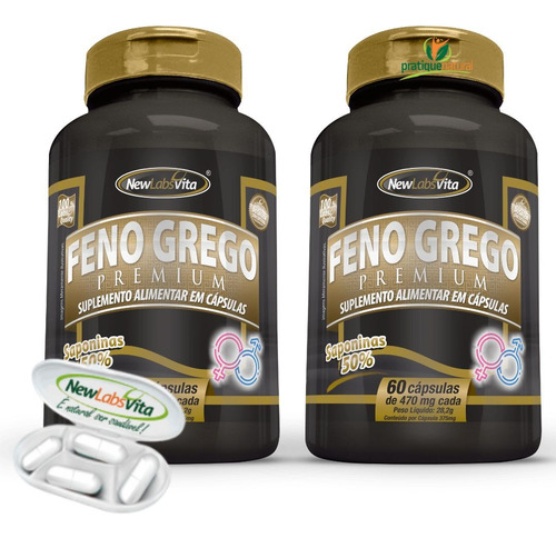 Kit 2 Feno Grego 50% Saponinas 60 Caps New Labs Vita