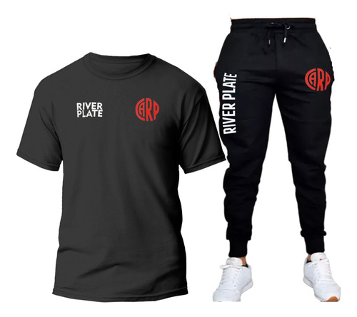 Conjunto Remera Y Pantalon Jogging De River Plate Logo Carp