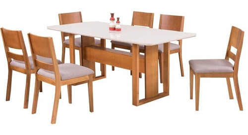 Sala De Jantar Com Seis Cadeiras - Tampo De Vidro