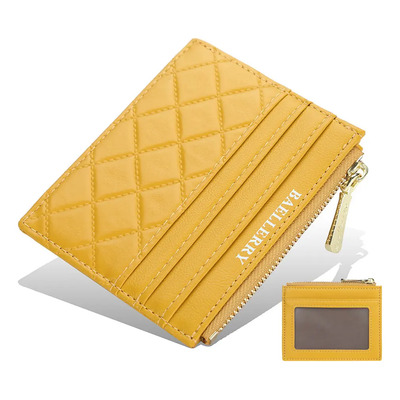 Cartera Tarjetero De Mujer Minimalista Con Monedero Color Amarillo | Meses sin interés