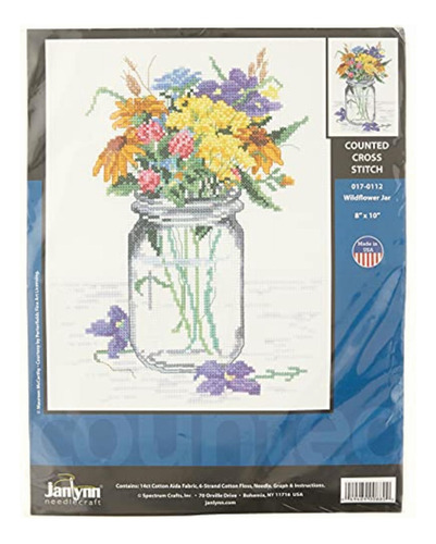 Janlynn Wildflower Jar Kit De Punto De Cruz, Diseño De