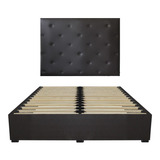 Cama Recamara Base Box Cabecera Toscana Chocolate Queen Size Color Marrón