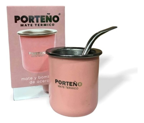 Mate Porteño Termico Acero Inoxidable Con Bombilla 