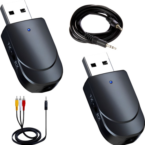 2x Transmissor Receptor Bluetooth 5.0 Usb Rca Audio Smart Tv