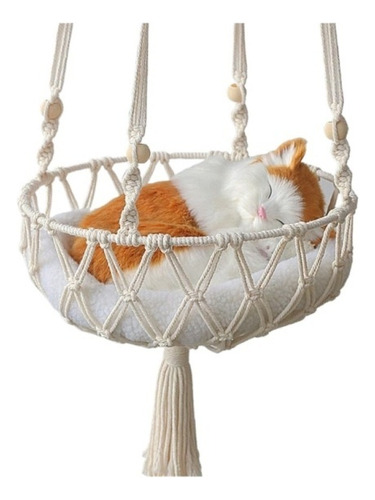 Hamaca Colgante De Macramé Con Borlas Para Gatos Tejida A Ma