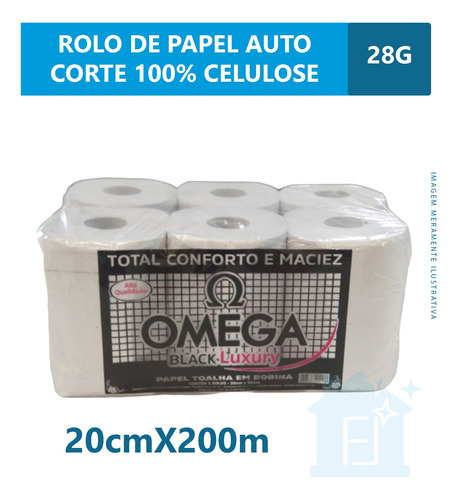 6 Rolos Papel Toalha Auto Corte Pra Empresa 200m 28g