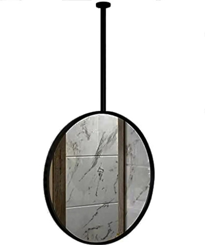 Espejo Circular 80 Cm Marco Herreria Soporte A Techo - Único