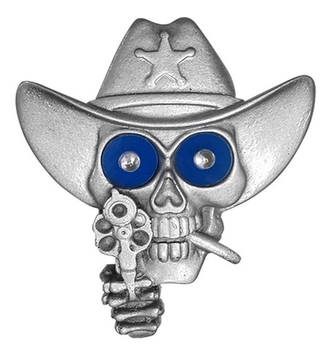 Caveira Cowboy Bandido Prata Azul Led 24v Caminhão