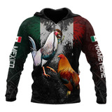 H Sudadera Con Capucha T349 Con Estampado De Gallo Mexicano