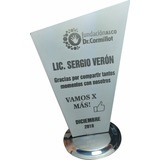 Premio Reconocimiento Trofeo Acero Grabado Con Laser 13x20cm