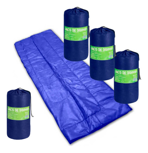 4 Colchonete/saco De Dormir+bolsa Solteiro 192x75cm Azul