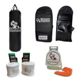 Kit Bolsa Boxeo Rellena + Guantines + Vendas + Bucal-lobizon