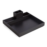 Organizador De Mesa Escritório Em Mdf Laqueado Preto Premium