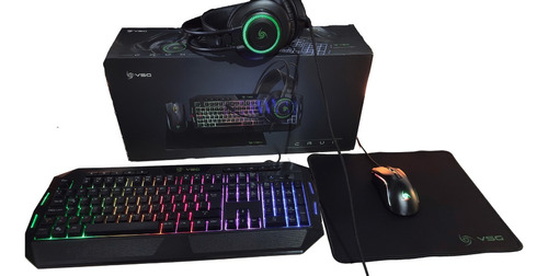 Combo Gamer Vsg Crux 4 En 1: Teclado + Mouse + Pad + Diadema