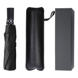 Paraguas De Lluvia Irrompible Con Cierre Automático, Diseño De Tela Lisa De Color Negro
