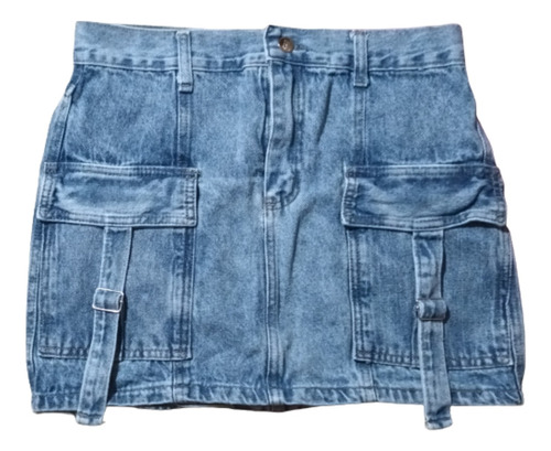 Mini Falda Cargo Regina - Jean Denim