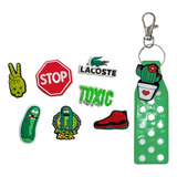 Charms Accesorios Dijes Para Crocs 7 Piezas + Llavero Verde