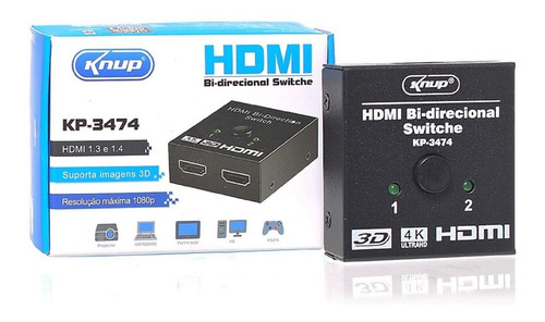 Chaveador Switch Hdmi 2x1 E 1x2 Bi-direcional 4k Ultra Hd 3d