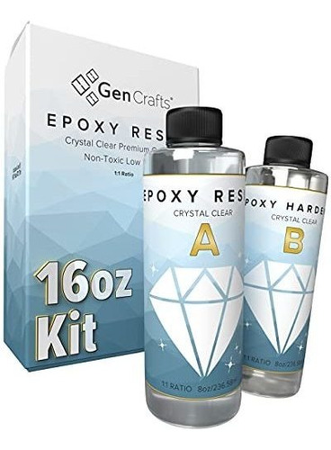 Kit De Resina Epoxi De 16 Oz De Gencrafts, Transparente Como