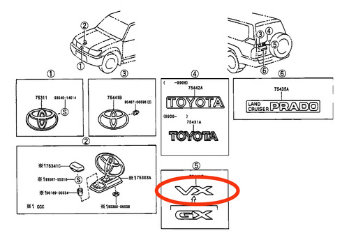 Emblema De Compuerta Vx Original Toyota Prado 5vz Foto 6