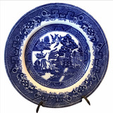 Antiguo Plato Porcelana Inglesa Patrón Blue Willow