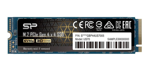 Ssd Silicon Power Us70 M.2 Nvme De 1tb Pcie Gen 4x4 Leitura Até 5.000mb/s Gravação Até 4.400mb/s