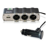 Triple Socket P/ Auto 12-24v + 1 Cargador Usb 5v C/ Cable