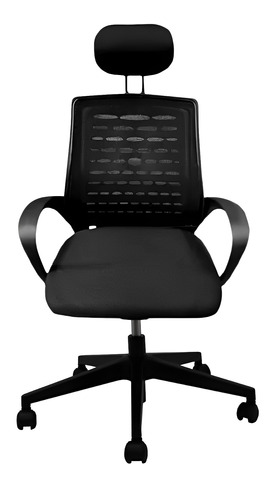 Silla De Escritorio Shremwood 811 Con Apoyacabeza Ergonómica  Negra Con Tapizado De Mesh