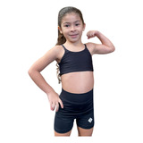 Conjunto Fitness Infantil Feminino Top E Short De Poliamida