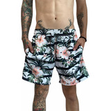 Shorts Praia/piscina Masculino M/g/gg Floral Listrado