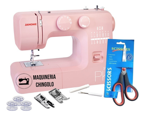 Máquina De Coser Janome 3112rosa+falso Over+tijera+cortahilo