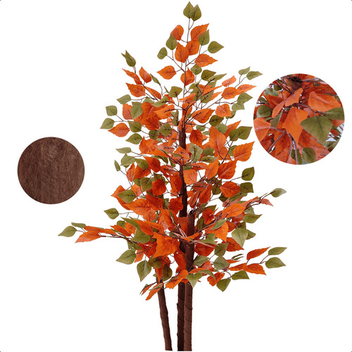 Planta Ficus Outono Folhagem Artificial Sem Vaso Decoração
