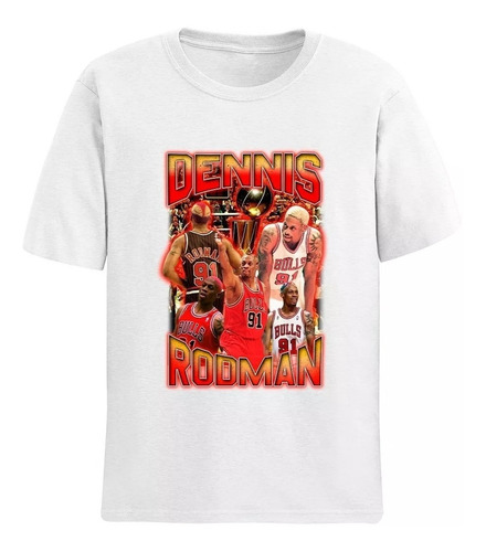 Camiseta Básica Unissex Dennis Rodman Nba Bulls Pistons