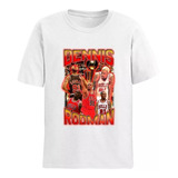 Camiseta Básica Unissex Dennis Rodman Nba Bulls Pistons