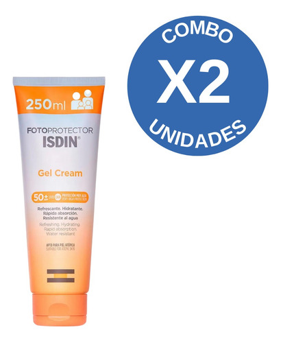 Combo X 2 Isdin Fotoprotector Spf50+ Gel Cream  250 Ml
