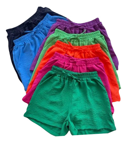 Kit 10 Shorts Duna Feminino Com Bolso Verão Soltinho Atacado