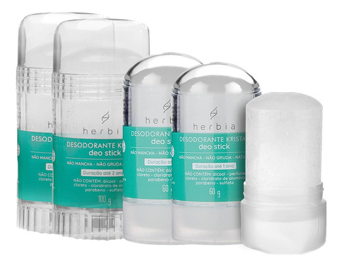 Kit 4 Desodorante Natural Pedra Sal Cristal Unisex Alva