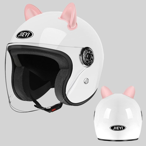 Casco De Motocicleta Con Orejas Gato Para Hombres Y Mujeres