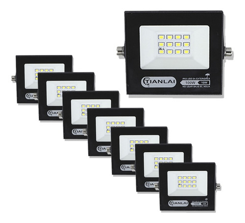 Paquete 8 Reflector Led 10w Equivale A 100w 700lm Luz Fría