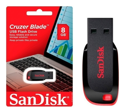 Pendrive Sandisk Cruzer Blade 8gb 2.0 Preto E Vermelho