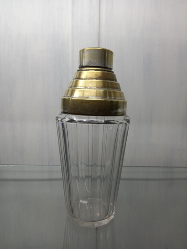 Manyantiques - Coctelera De Cristal Y Metal Plateado