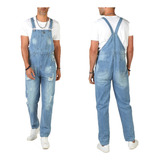 Jardinera Jeans Hombre Cargo Moda Simple Rasgados 5 Bolsas