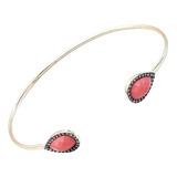 Pulsera Plata 925 Esclava Semi Cuarzo Rosa Faceta Ppl74