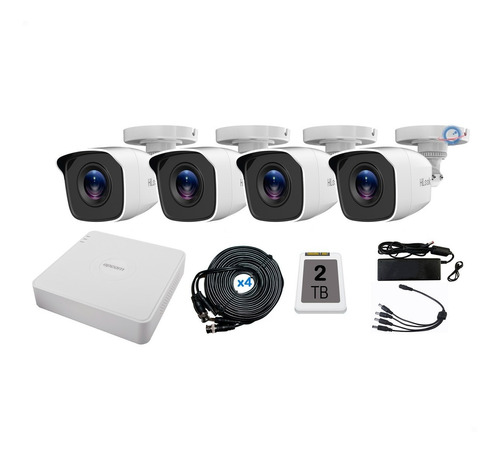 Kit 4 Camaras Hikvision 1080p Dvr 8 Canales 2mpx Disco 2 Tb